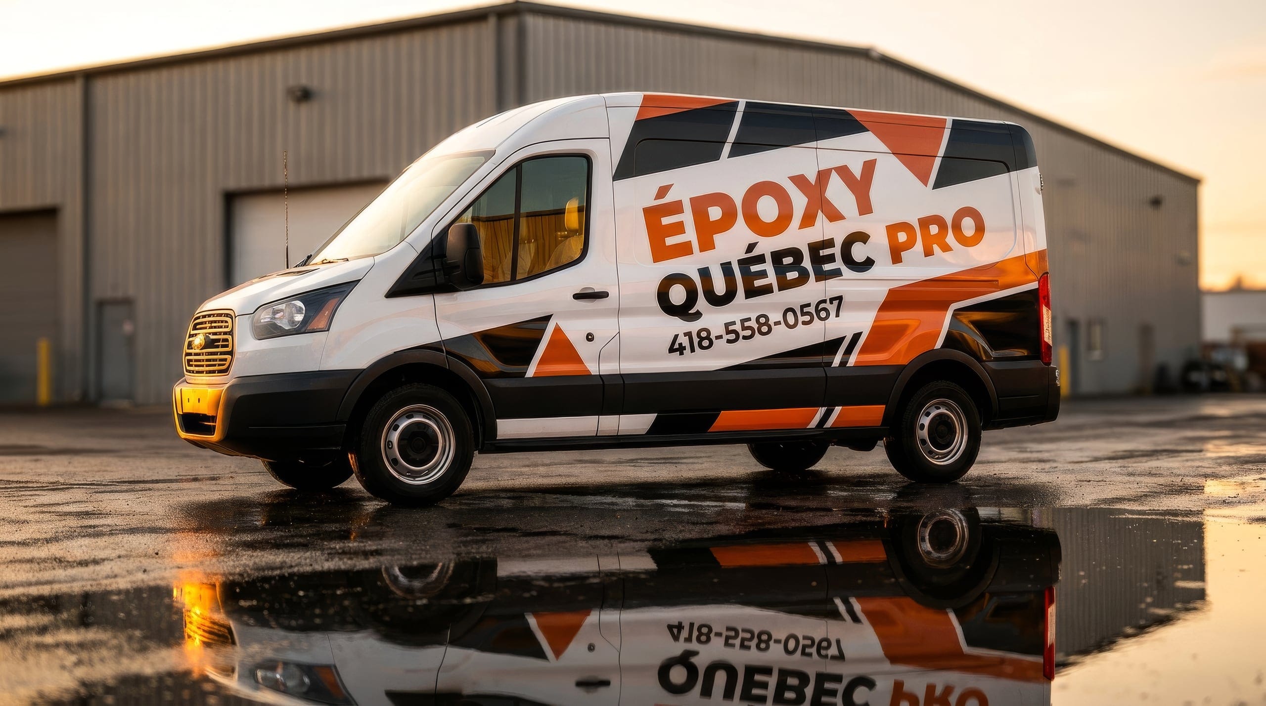 Le camion Époxy Québec Pro sur la route à Québec
